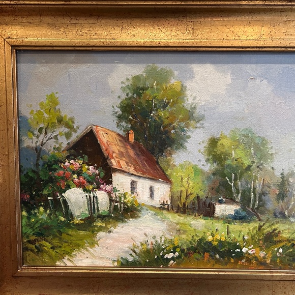 Oil landscape with frame